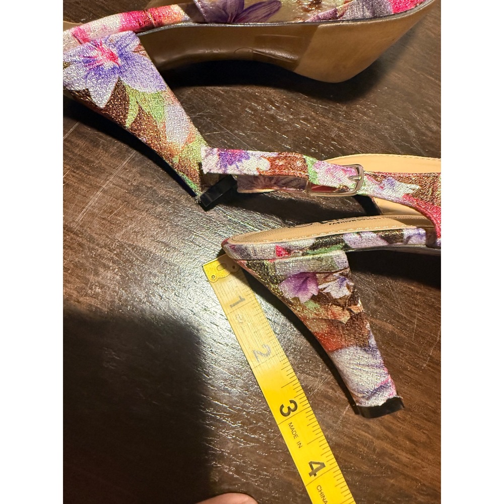 Lena Luisa Floral Slingback‎ Peep Toe Platform Heels Purple Pink Metallic Size 7 - Picture 6 of 9